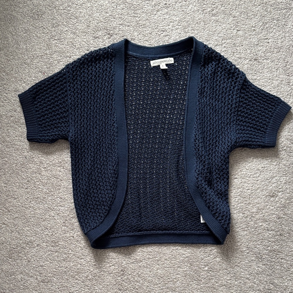 Aeropostale Navy Knit Cropped Cardigan